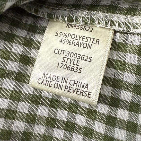 Max Studio Women’s Gingham Ruffle Sleeve Button Top Green White Check Size S NWT - Picture 7 of 9